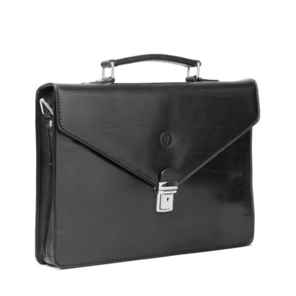 Sleek Black Maxwell Scott Italian Leather Briefcase